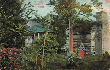WOMAN IN FRONT OF MY OLD KENTUCKY HOME GREETING POSTCARD RICHMOND KENTUCKY 1908 picture