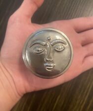 Vintage Tin Pillbox With Face Sun Whimsical Stash Box picture