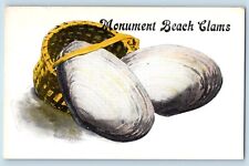 1914 Greetings From Monument Beach Clams Massachusetts MA Antique Postcard picture