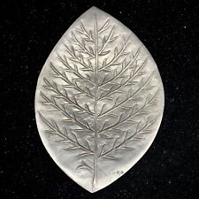 Vintage Silver Metal Leaf Shaped Trinket Dish 6.5”L 4.5”W picture