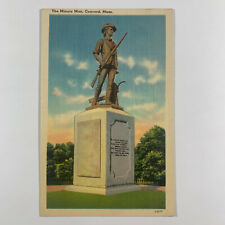 Postcard Massachusetts Concord MA Minute Man Statue 1940s Linen Unposted picture