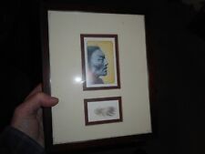 stunning Gerry Biron, framed, double matted Native American warrior w/ feather picture