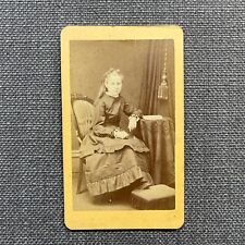 CDV Photo Antique Portrait of a Girl Sitting in Chair Foot on Footstool Ohio picture