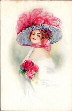 A/S Pretty Woman Fabulous Hat Feathers Flowers Shoulders Bow P.UN. TF.&Co. N-189 picture