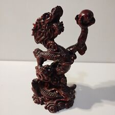 Dragon Statue Holding Orb Resin 8 inches tall picture