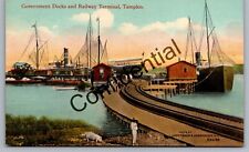 Government Docks And Ship Marine Railway Terminal Tampico Mexico Postcard H153 picture