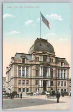 postcard City Hall Providence Rhode Island, Flag Horse Carriage picture