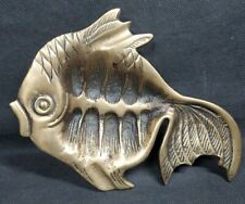 Vintage Koi Gold Fish Figurine Ashtray Nautical Whimsey Decor Metal 7.5x6 Large picture