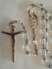 Vintage Catholic Clear Glass Rosary 24.5