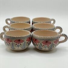 A.H. Puente Spain Vintage Hand Painted Handmade Ceramic Demitasse Cups Set of 6 picture