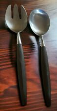 Salad Serving Fork & Spoon Set Black Handle Viking Forged Stainless Japan EUVC picture