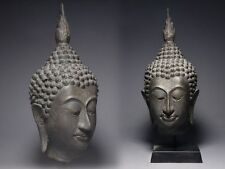 Thailand Old Buddha Head Statue / Bronze / H 30 [ cm ] picture