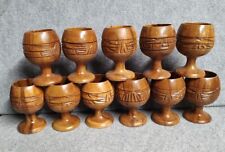 (11) Vintage Wooden Goblets Tiki Bar Mid-Century Wine Cup 4.75