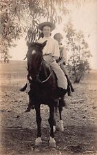 RPPC Two Sisters Riding Horse 1908 cuff bracelet Straw Hat Photo Postcard D22 picture