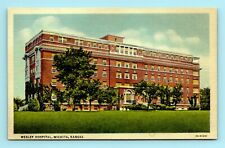 Wesley Hospital Wichita Kansas Vintage Linen Postcard Unposted Unused Curt Teich picture