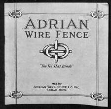 Scarce Vintage Adrian Wire Fence Co. Catalog Michigan c1910's-1920 14pp. VGC picture
