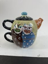 MILSON AND LOUIS THREE PIECE HANDPAINTED CAT MUG AND TEAPOT WITH  picture