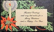 1920s circa. {VINTAGE} **CHRISTMAS CARD** WITH BEAUTIFUL (BOLD COLOR) GRAPHICS picture