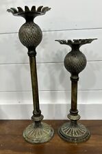 Midwest Brass Pillar Candle Holders Made In India-set Of 2 picture