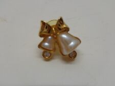 Vintage Gold Tone White Bells Brooch Pin picture