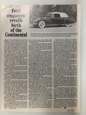 LincolnArt51 Article History Ford Employee Recalls Birth Continental Oct 1982 1p picture