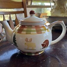 Ceramic teapot vintage. Wintertime Enesco Pine Tree, Moose, Bear Otagiri -  1995 picture