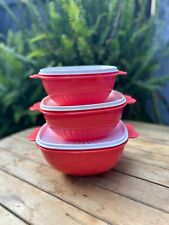 Tupperware Servalier Double Tab Square Bowl with White Seals Set Of 3 New picture