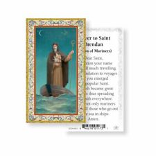Saint Brendan with Prayer to St. Brendan - gold trim - Paperstock Holy Card picture