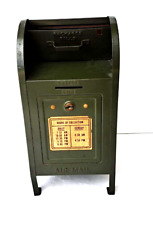 VINTAGE 1940'S U.S.MAIL GREEN PRESSED STEEL MAILBOX BANK COIN HOLDER picture
