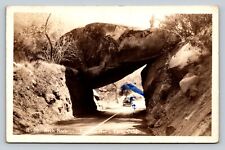 VINTAGE 1937 RPPC Postcard: Arch Rock Sequoia National Park, California Road picture