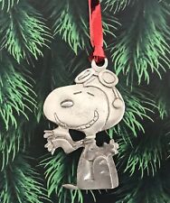 Pewter Silver SNOOPY Pilot Flying Charlie Brown Christmas Tree Ornament Gift A picture