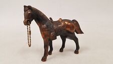 Vintage Detailed Cast Metal Saddled Horse Sculpture Copper Finish picture