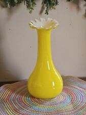 Vintage Yellow Glass Flower Vase Retro Boho picture