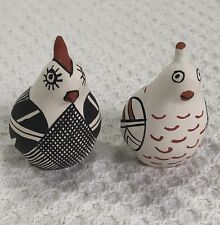 2 Acoma Pueblo Hand Painted Quails signed by Artists-Vintage Native American-2