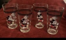 4 MICKEY MOUSE Gibson Vintage Drinking Glasses Pie Eyed Walt Disney Set Rare picture