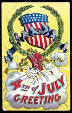 US PATRIOTIC Postcard 1910s Embossed Flag 4th of July Celebration picture
