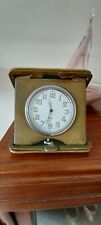 Antique Travel Clock, In Green Leather Case, c. 1920’s Good Working Order EX C . picture