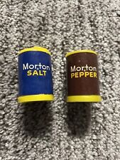 Vintage Mini Tiny Morton Salt & Pepper Shakers Advertisement Umbrella Girl Decor picture