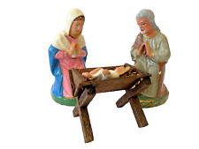 Vintage West Germany Nativity Holy Family Hand Painted Paper Mache  2 1/8