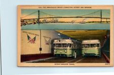 Postcard - The Ambassador Bridge & Detroit-Windsor Tunnel - Detroit, Michigan picture
