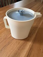 Vintage Tupperware White Creamer Pitcher #1414-2 With Blue Lid picture