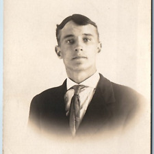 c1910s Handsome Young Man Bust Portrait RPPC Real Photo Postcard / Bookmark A213 picture