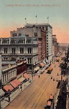Portland OR Oregon Downtown 1910s Third Street View Trolley Vtg Postcard P10 picture