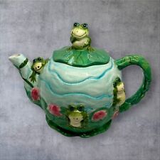 Flowers Inc Balloons Frog Ceramic Teapot Vintage Kitsch picture
