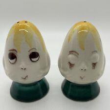 Vintage Cute Flirty Anthropomorphic Egg Salt And Pepper Shakers  picture