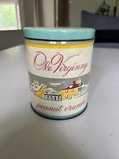 Vintage Ole Virginny Peanut Crunch Tin 1940's Canister Empty 5in x 4in picture