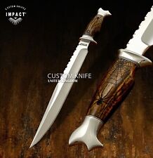 IMPACT CUTLERY CUSTOM HUNTING BOWIE KNIFE ENGRAVED BURL WOOD HANDLE- 1645 picture