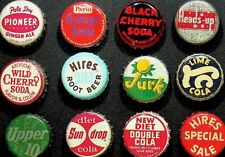 VINTAGE LOT OF 12 CORK LINED SODA POP BOTTLE CAPS READY FOR FRAMING - A24-A picture