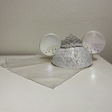 Disney Parks Minnie Mouse Bride Ears Hat Rhinestone Tiara and Veil Adult Size picture