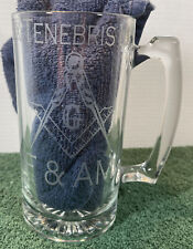 Large Freemason Masonic Glass Mug- 